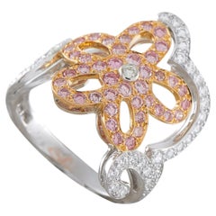 Van Cleef & Arpels 18K White Gold Pink and White Diamond Ring #5203