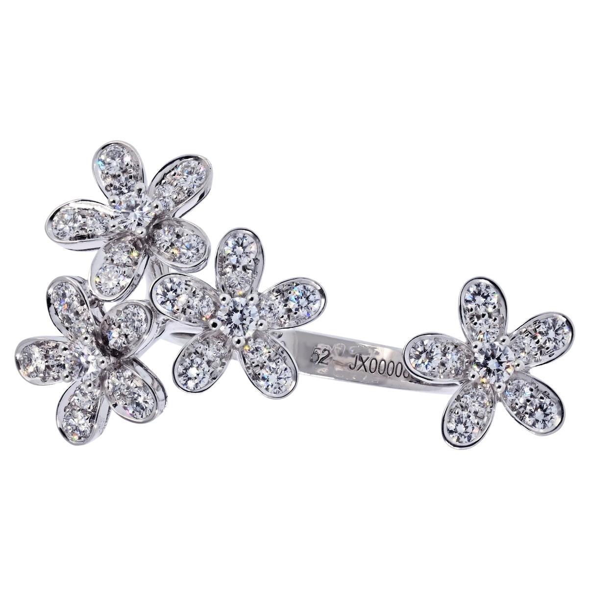 Van Cleef & Arpels 18K White Gold Socrate Between the Finger Diamond Ring For Sale