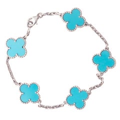 Van Cleef Arpels Pulsera Alhambra Vintage Turquesa Oro Blanco 18k
