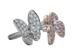 Van Cleef & Arpels 18K White & Rose Gold Pink Sapphire & Diamond Butterfly Ring