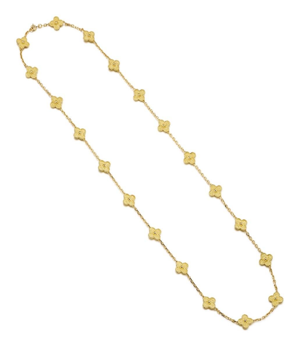 Van Cleef & Arpels 18K Gelb 20 Motiv Gold Alhambra Vintage Halskette (Moderne) im Angebot