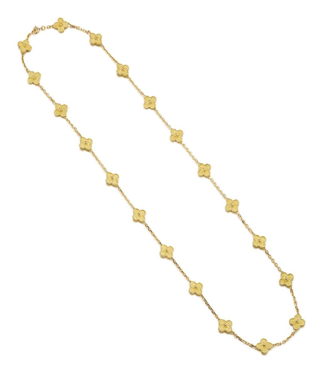 Modern Van Cleef & Arpels 18K Yellow 20 Motif Gold Alhambra Vintage Necklace For Sale