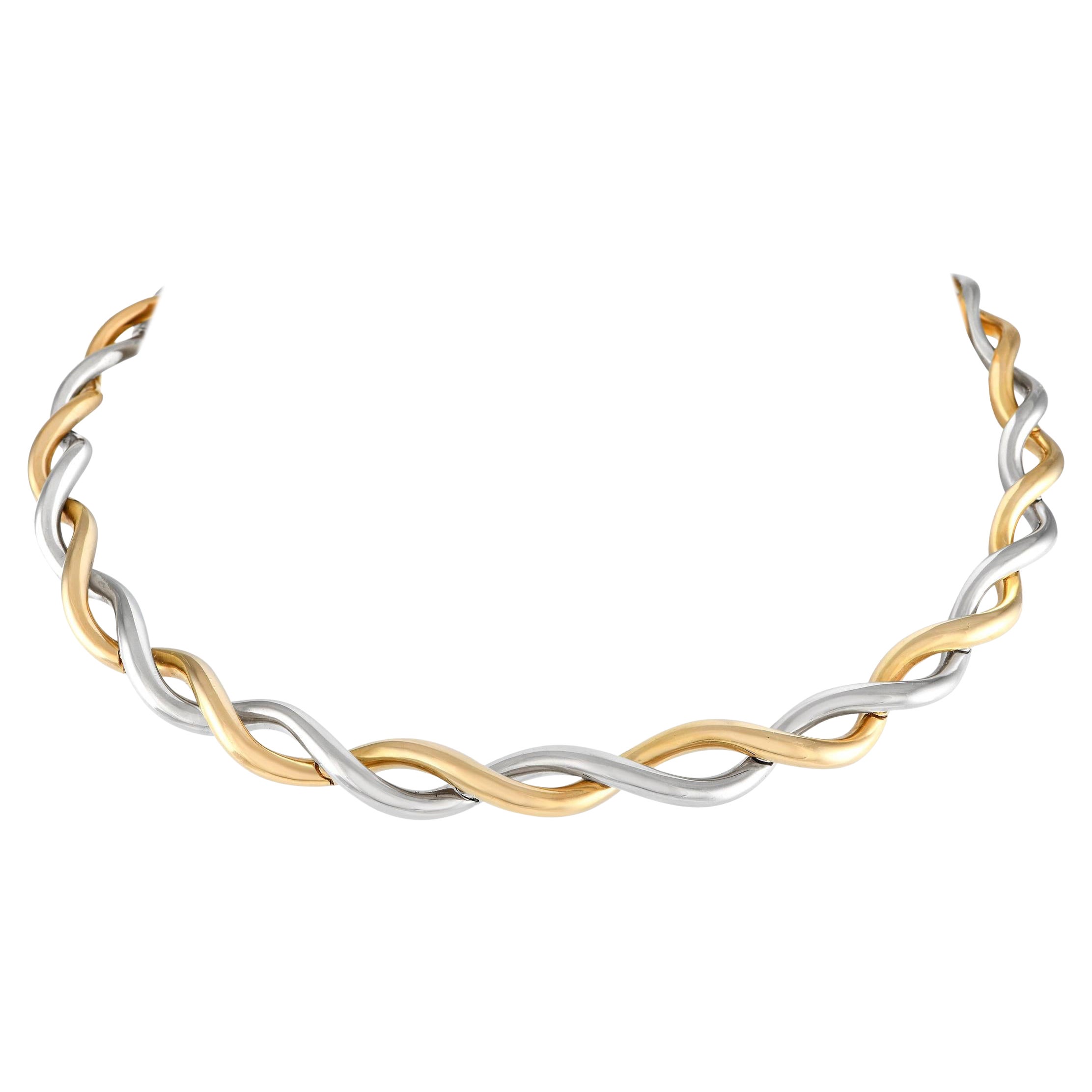 Van Cleef & Arpels 18K Yellow and White Gold Two-Tone Twisted Choker Necklace