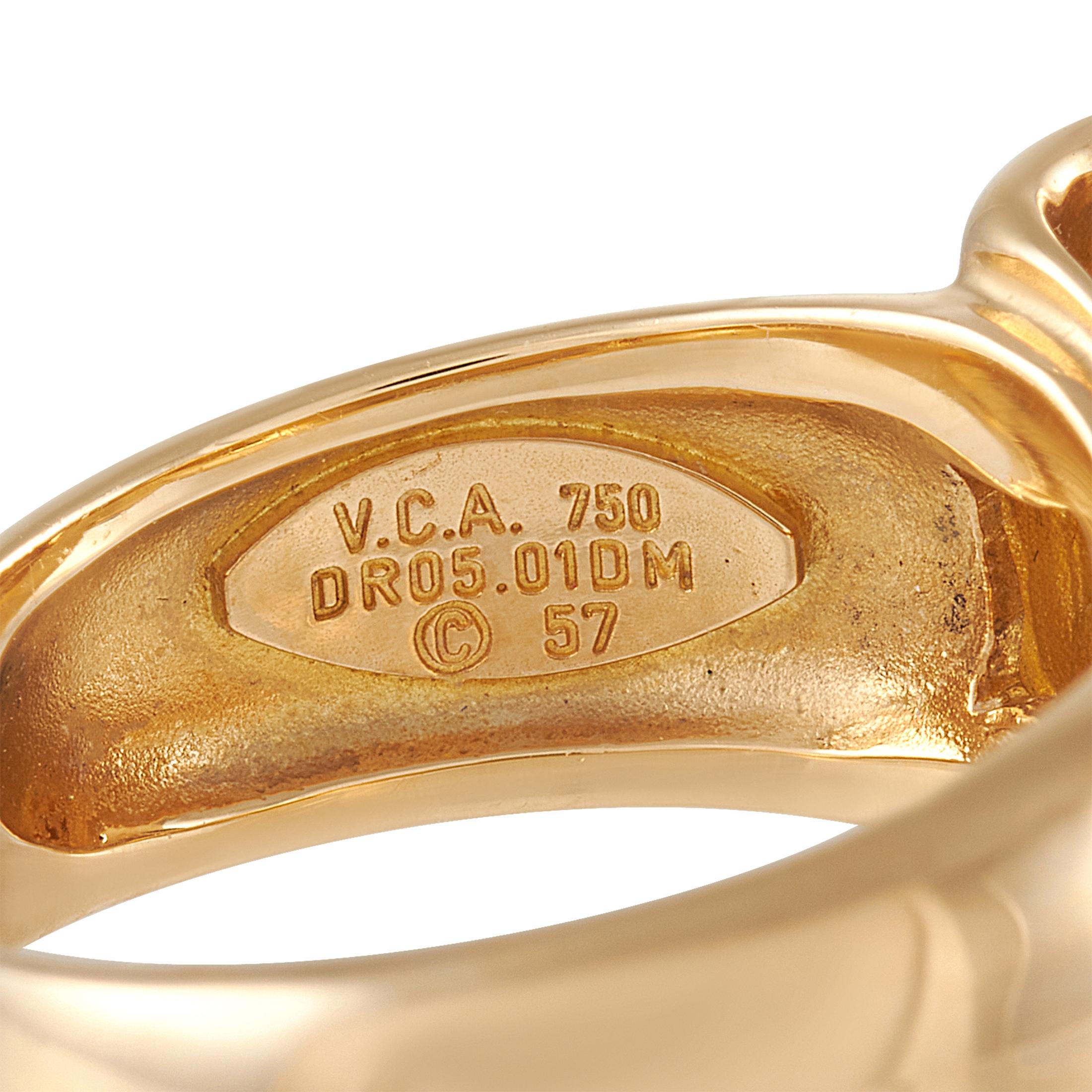 Round Cut Van Cleef & Arpels 18K Yellow Gold 0.20 Ct Diamond Bow Ring