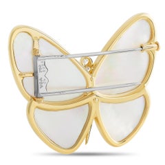 Van Cleef & Arpels 18K Yellow Gold 0.23 Ct Diamond and Mother of Pearl Butterfly