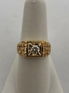 Van Cleef & Arpels 18k Yellow Gold & 0.36 Point Diamond Ring Retro Rare Unisex