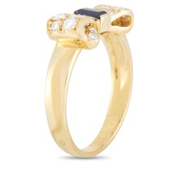 Van Cleef & Arpels 18k Yellow Gold 0.38 Ct Diamond and 0.32 Ct Sapphire Bow Tie