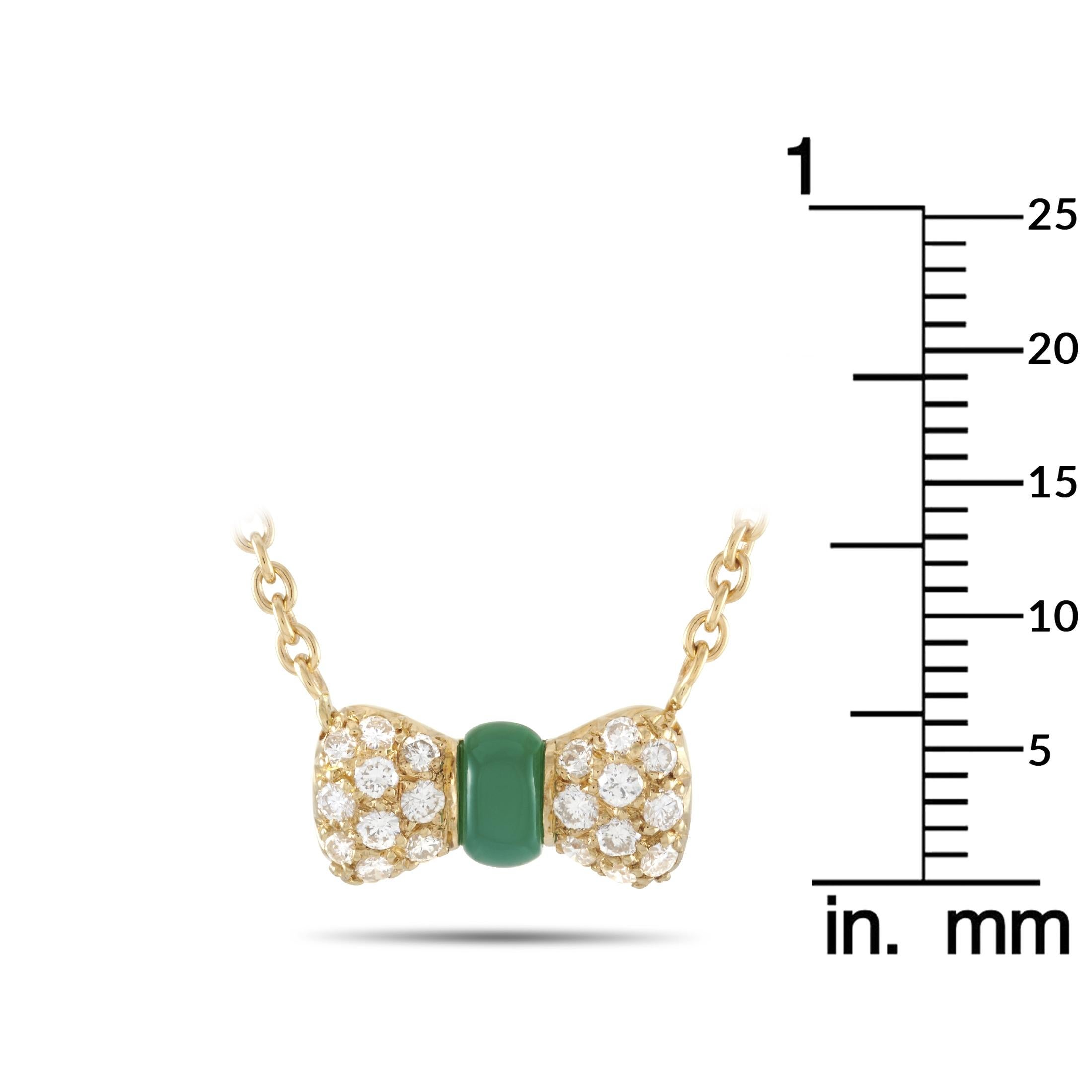 Women's Van Cleef & Arpels 18 Karat Gold 0.39 Carat Diamond and Chrysoprase Pendant