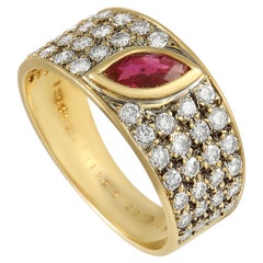 Van Cleef 
Arpels 18K Yellow Gold 0.65 ct Diamond and Ruby Ring