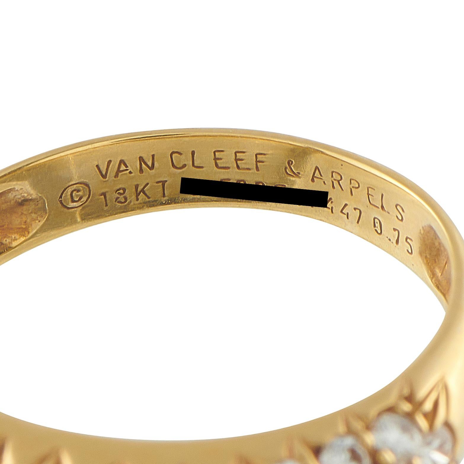 Van Cleef & Arpels 18K Yellow Gold 0.75ct Diamond Ring VC07-110725 en Excelente estado para la venta en Southampton, PA