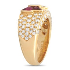 Van Cleef & Arpels 18K Yellow Gold 1.25ct Diamond and Ruby Ribbon Ring