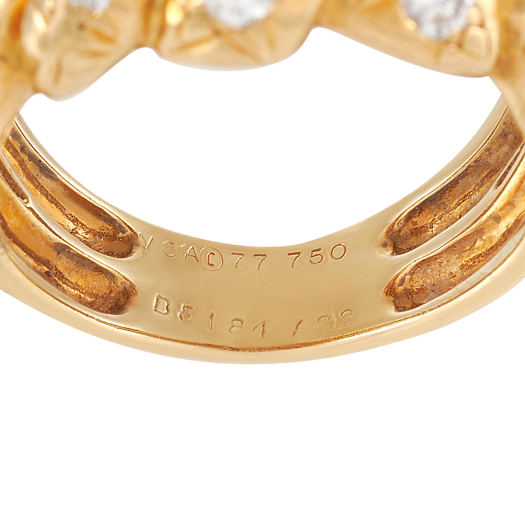 Women's Van Cleef & Arpels 18k Yellow Gold 1.75 Ct Diamond Ring
