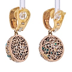 Van Cleef & Arpels 18K Yellow Gold 1960's Turquoise Pearl Drop Dangle Earrings