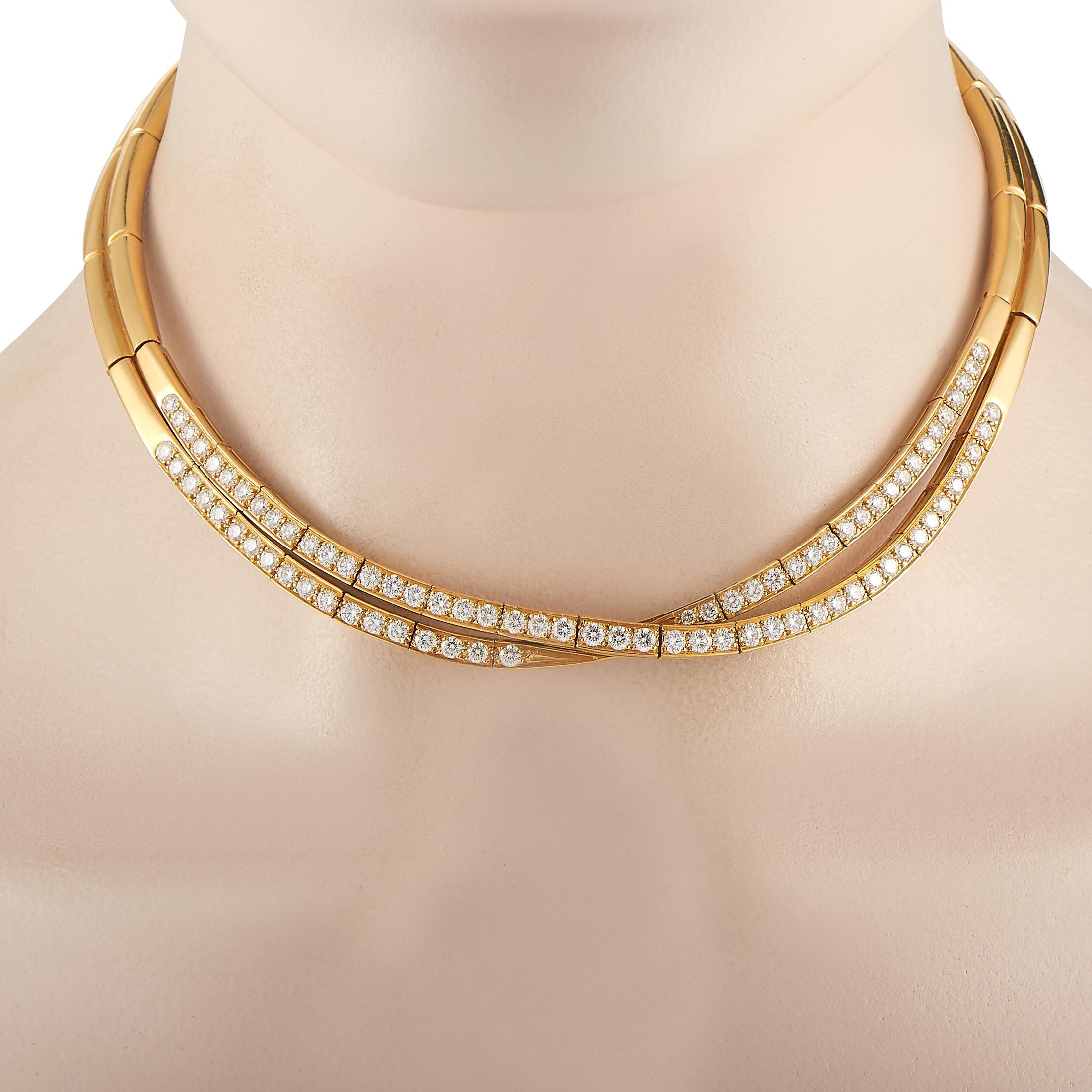 Van Cleef & Arpels 18 Karat Yellow Gold 6.00 Carat Diamond Choker Necklace In Excellent Condition In Southampton, PA
