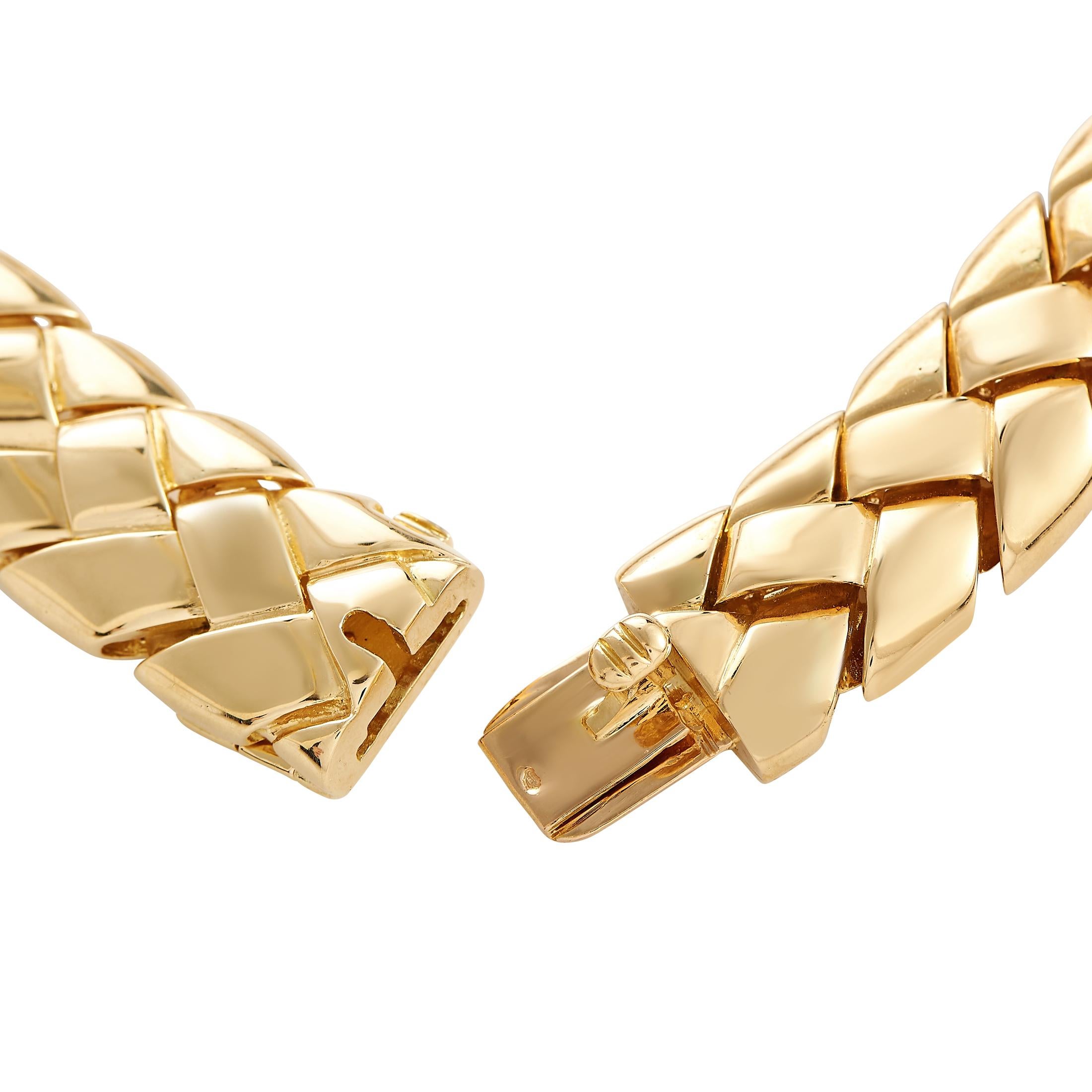 Round Cut Van Cleef & Arpels 18K Yellow Gold 6.50ct Diamond Woven Choker Necklace