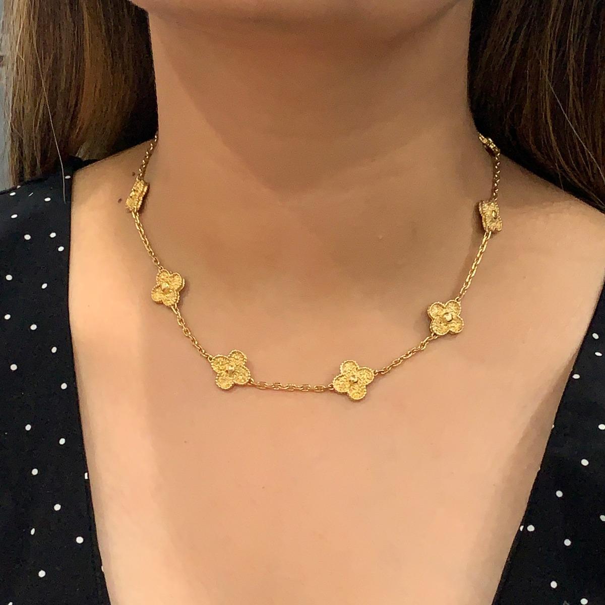 Women's Van Cleef & Arpels 18 Karat Yellow Gold Alhambra Necklace