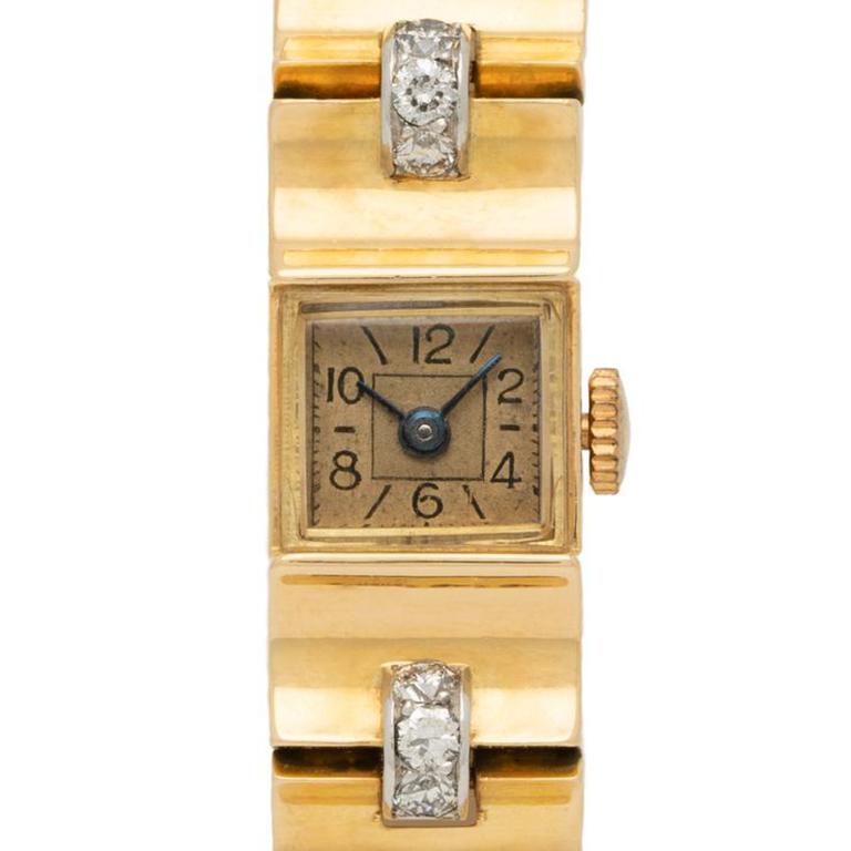 Van Cleef & Arpels 18 Karat Gold and 3.0 Carat Diamond Timepiece, circa 1940s 2