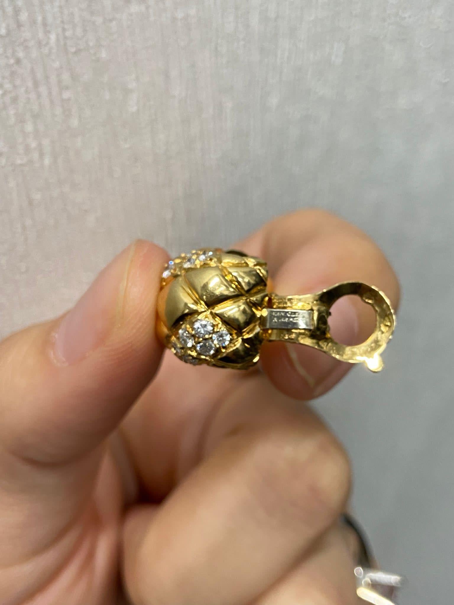 Van Cleef & Arpels 18K Yellow Gold and Diamond Earclips In Good Condition In New York, NY