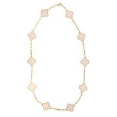 Van Cleef 
Arpels 18 Karat Yellow Gold and Mother of Pearl Alhambra Necklace