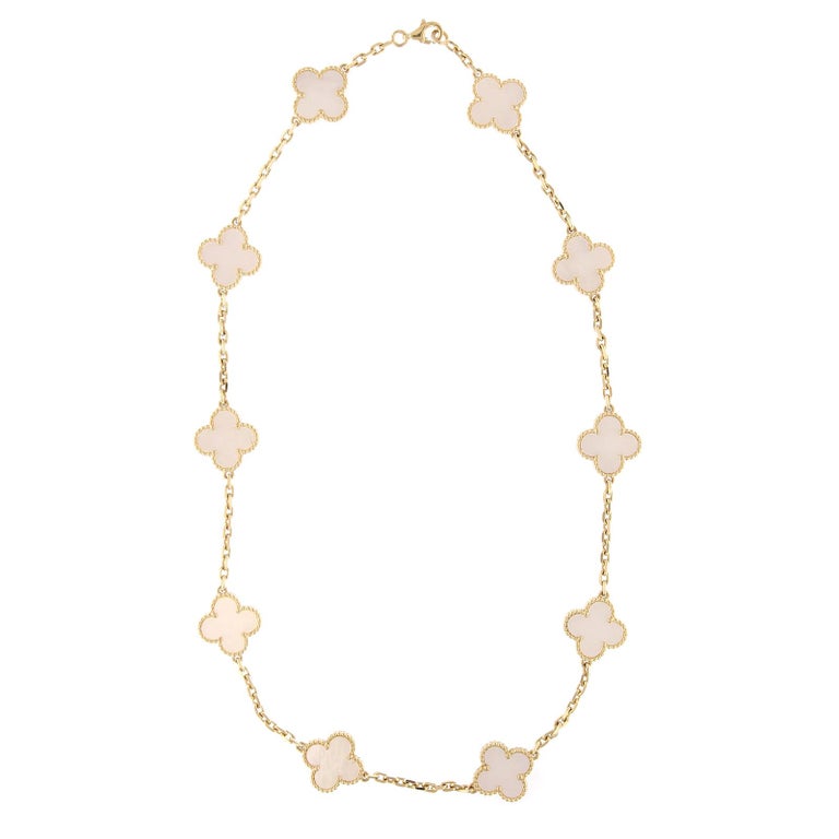 Van Cleef and Arpels 18 Karat Yellow Gold and Mother of Pearl Alhambra ...