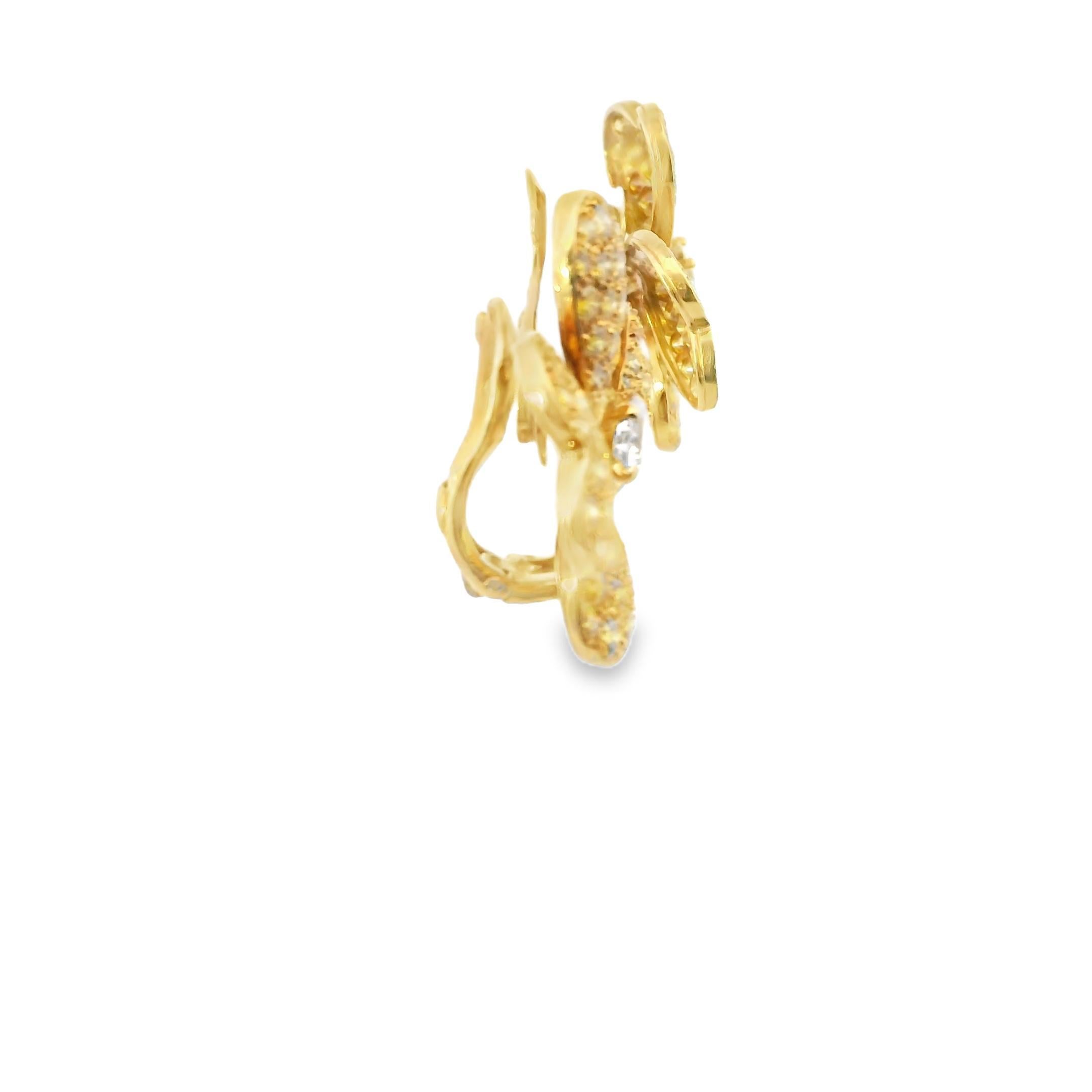 Van Cleef & Arpels 18K Gelbgold und lebhaft gelbe Diamant-Kosmos-Ohrringe (Rundschliff)