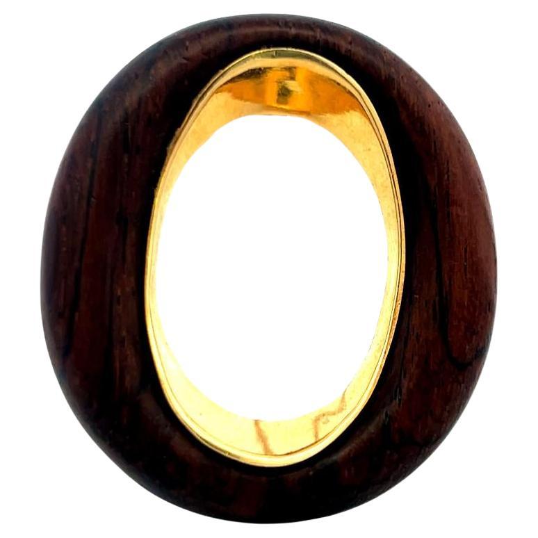 Van Cleef 
Arpels 18K Gelbgold und Wood Vintage Oval Pin Brosche