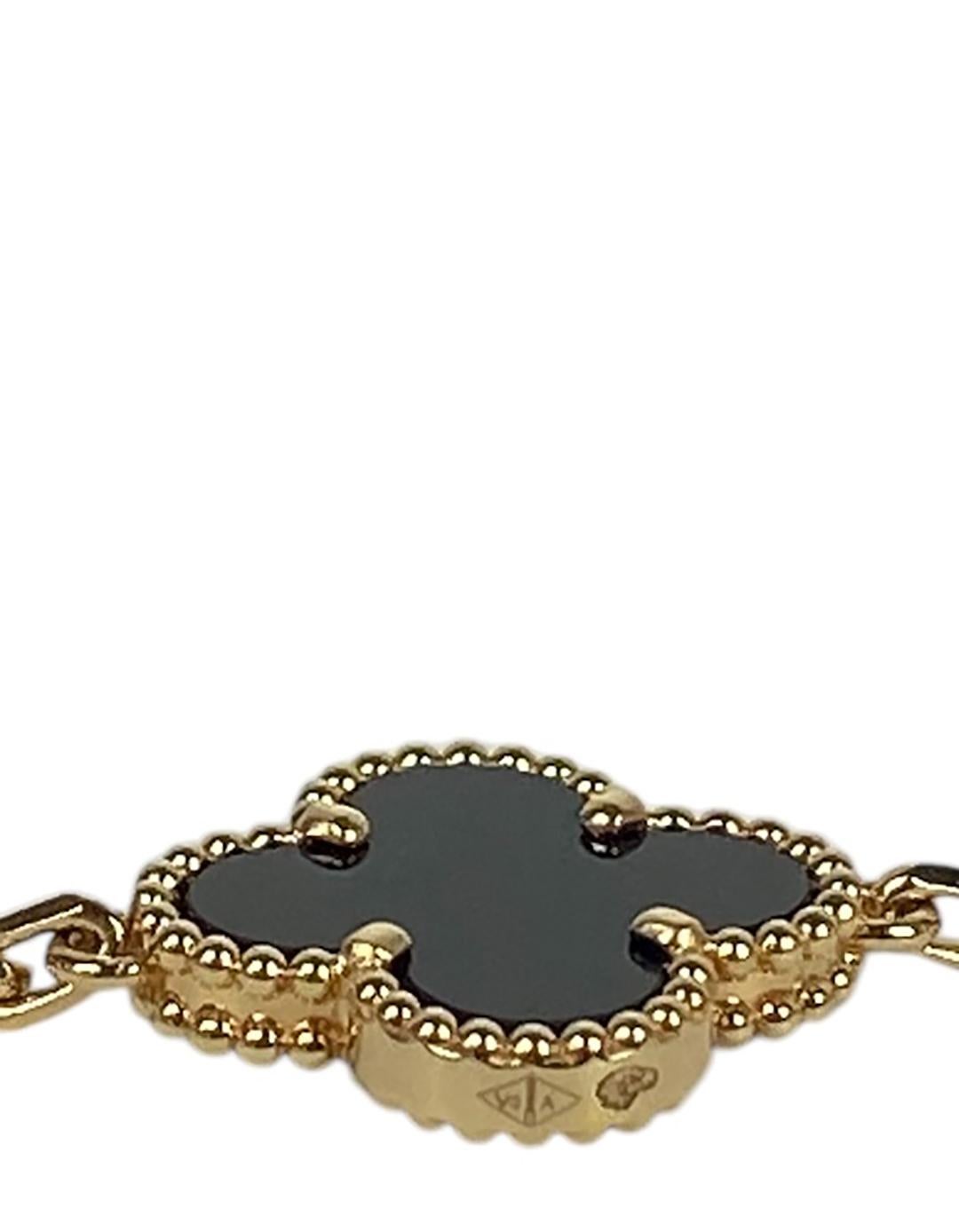 Single Cut Van Cleef & Arpels 18K Yellow Gold/Black Onyx Alhambra Bracelet