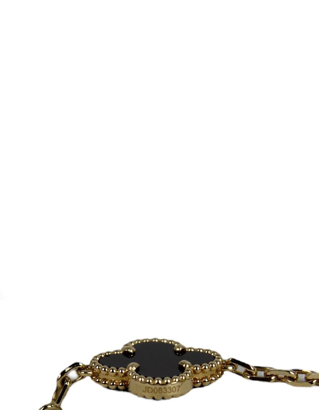Women's Van Cleef & Arpels 18K Yellow Gold/Black Onyx Vintage Alhambra Bracelet