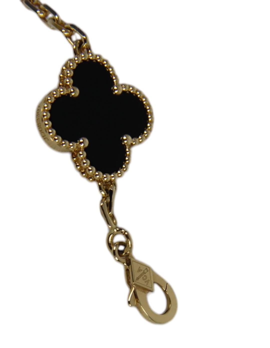 Women's Van Cleef & Arpels 18K Yellow Gold/Black Onyx Alhambra Bracelet