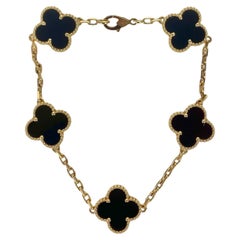 Van Cleef & Arpels 18K Yellow Gold/Black Onyx Vintage Alhambra Bracelet
