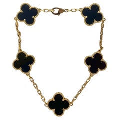 Van Cleef & Arpels 18K Yellow Gold/Black Onyx Alhambra Bracelet