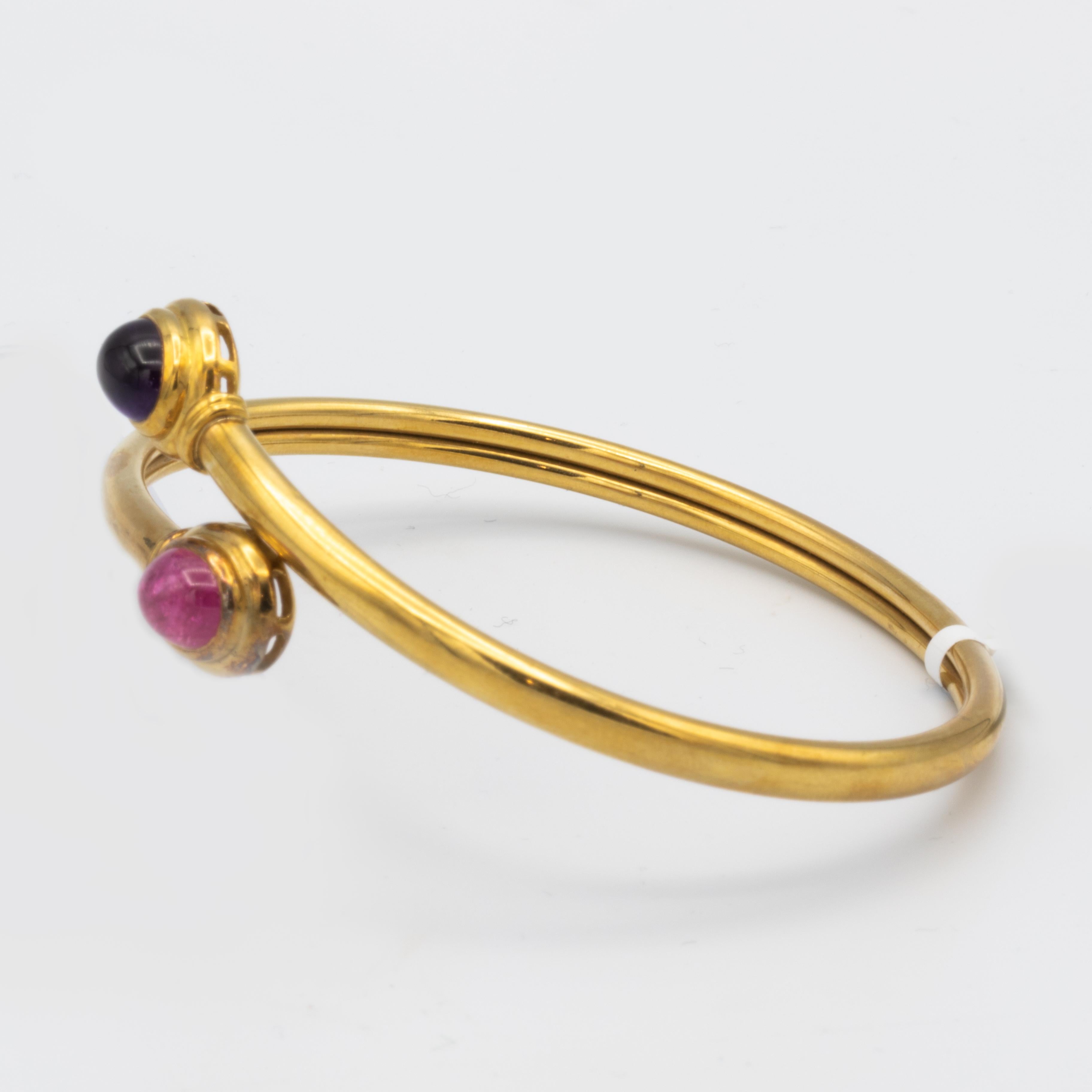 Rare Antique Van Cleef & Arpels 18 Karat Gold Bracelet Tourmaline and Amethyst In Excellent Condition In Las Vegas, NV