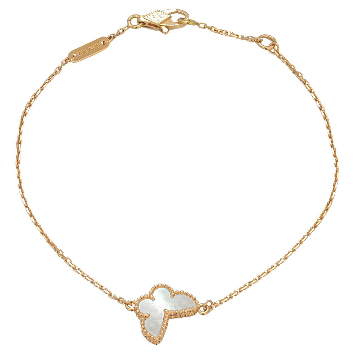 Van Cleef & Arpels 18K Yellow Gold Butterflies Mother-of-Pearl Bracelet Preowned
