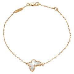 Van Cleef & Arpels 18K Yellow Gold Butterflies Mother-of-Pearl Bracelet Preowned