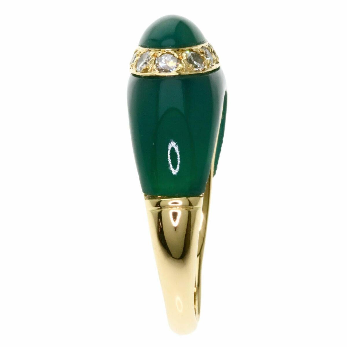 Women's or Men's Van Cleef & Arpels 18 Karat Gold, Chrysoprase and Diamond Bombe Ring Vintage