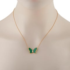 Van Cleef & Arpels 18K Yellow Gold Chrysoprase Butterfly Necklace VC09-031626