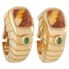 Van Cleef & Arpels 18K Yellow Gold Citrine and Peridot Earrings