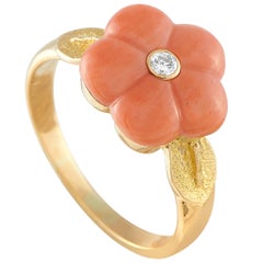 Van Cleef 
Arpels 18K Yellow Gold Coral Flower Ring #5043