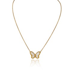 Van Cleef & Arpels 18K Yellow Gold Coral Vintage Butterfly Necklace