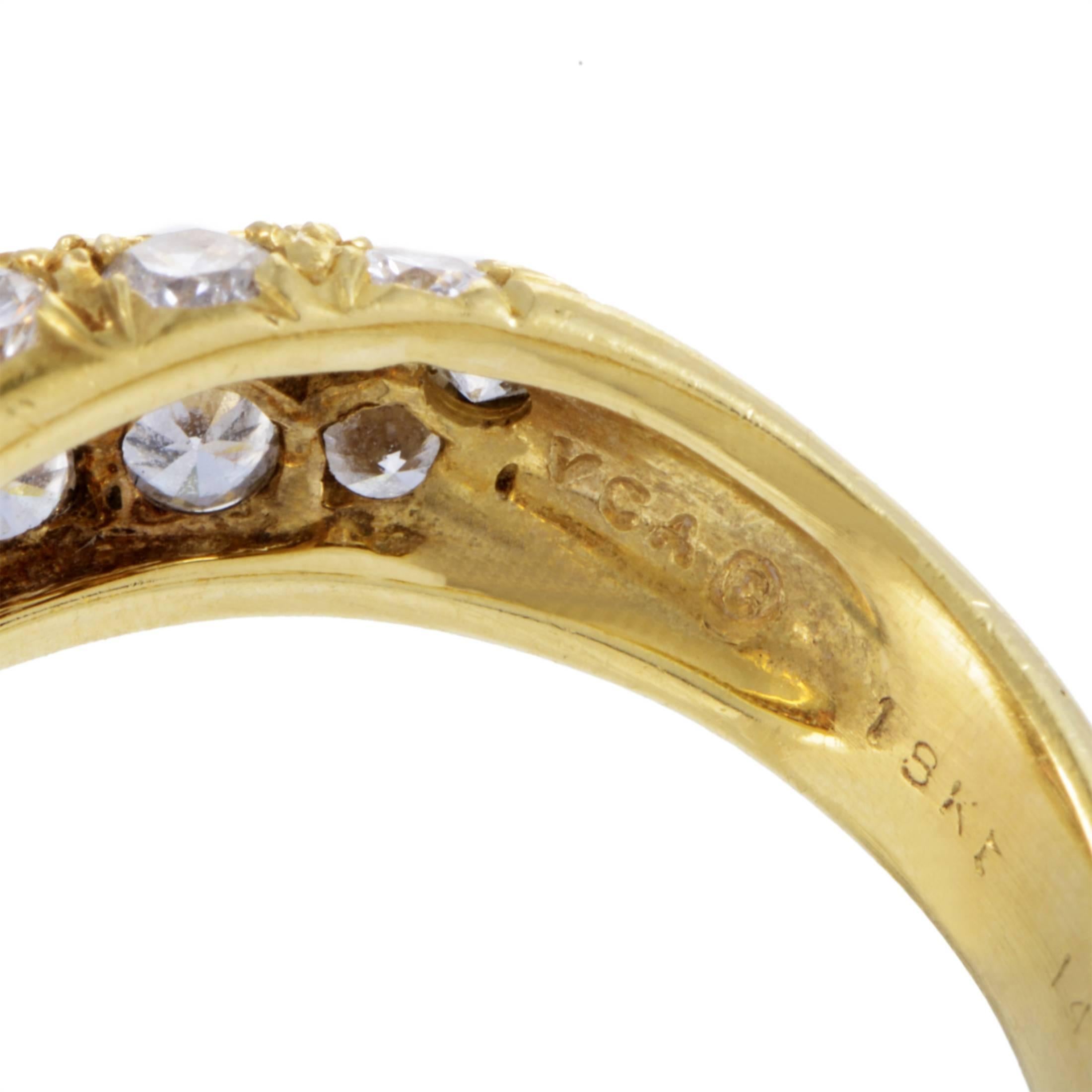 Women's Van Cleef & Arpels 18 Karat Yellow Gold Curved Diamond Band Ring
