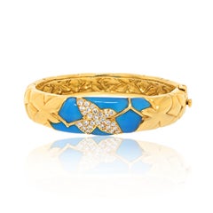 Van Cleef & Arpels Bracelet en or jaune 18 carats, diamants et chrysoprase bleue