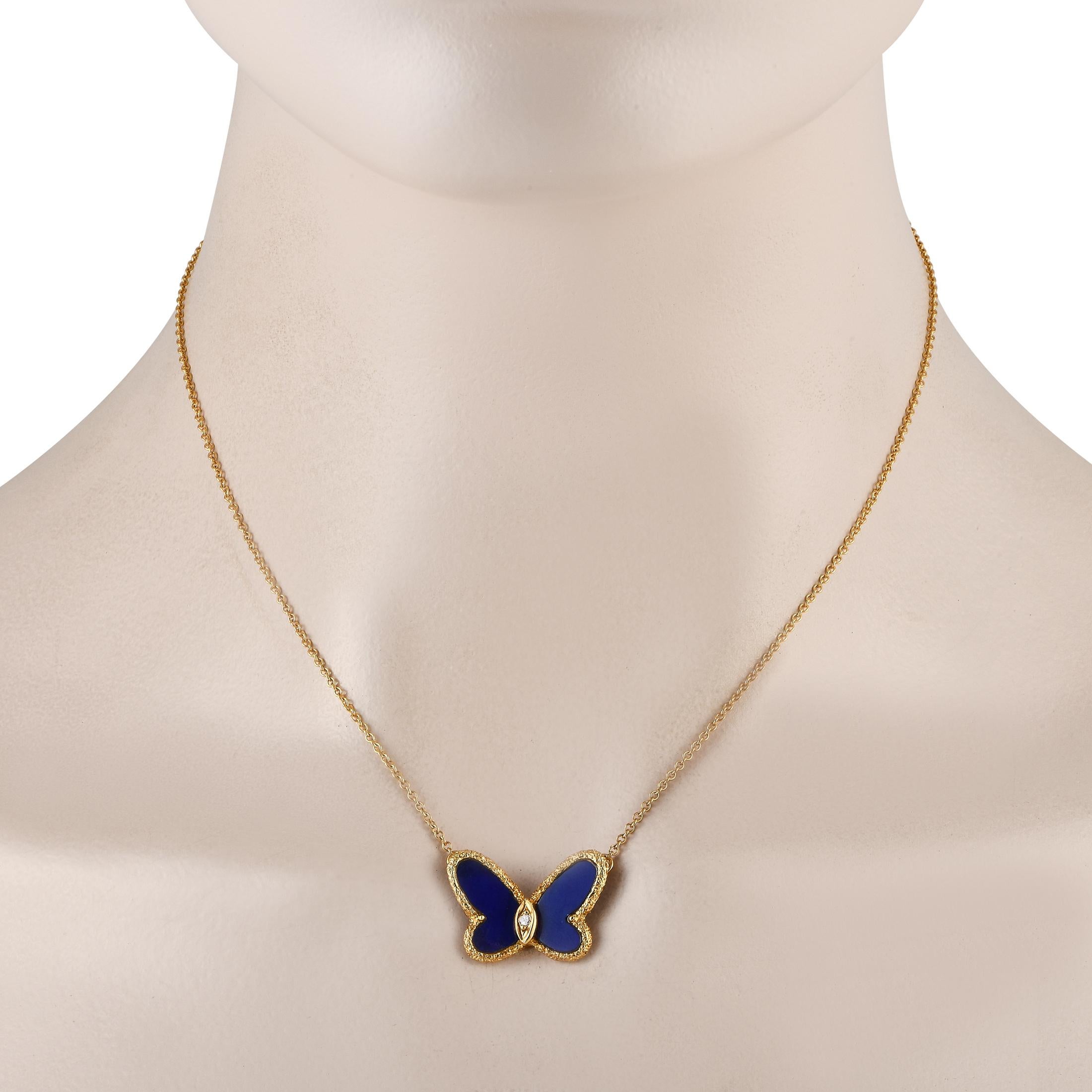 An dieser Halskette von Van Cleef & Arpels erstrahlt ein atemberaubender Anhänger in Form eines Schmetterlings mit einer Länge von 0,65