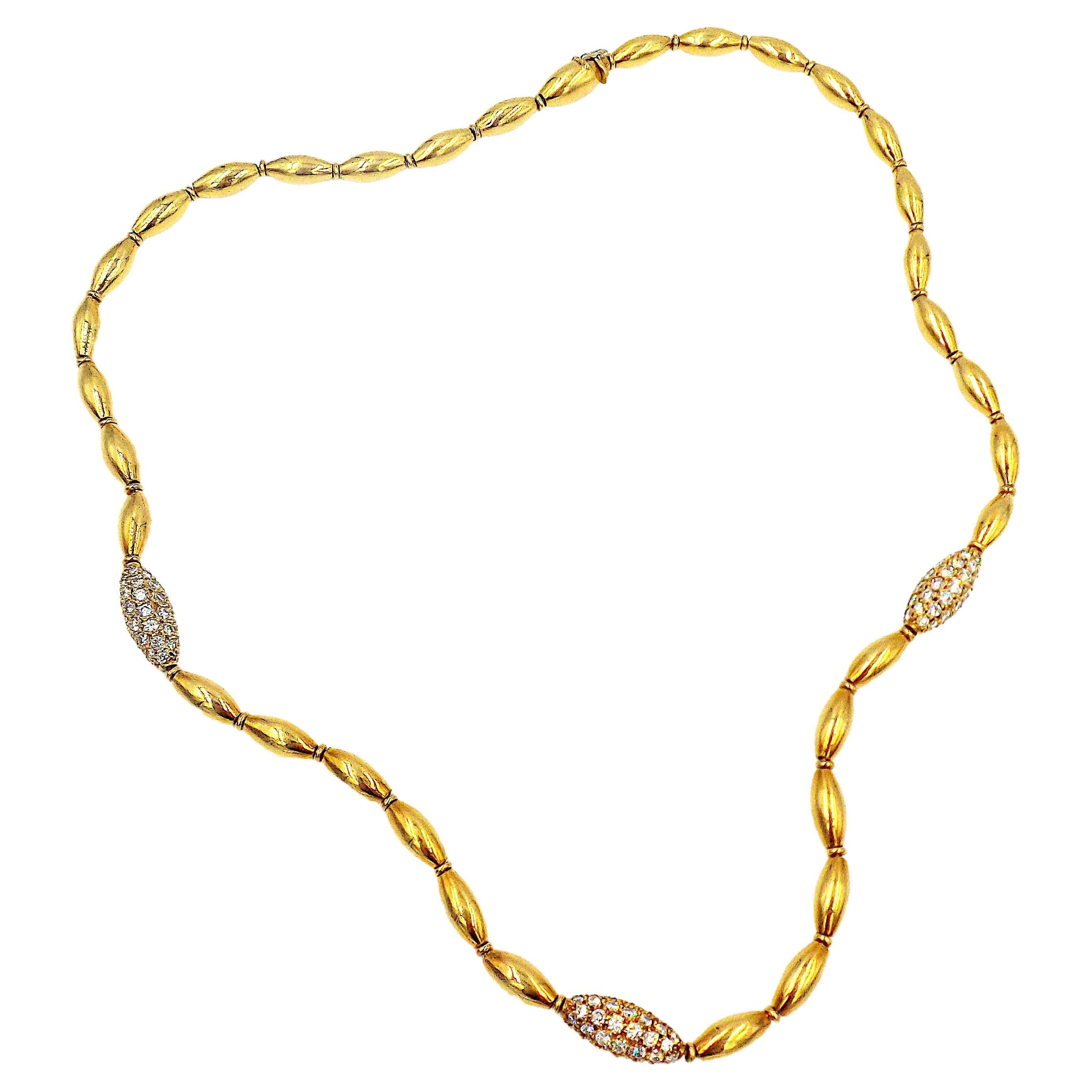 Van Cleef & Arpels 18K Yellow Gold Diamond Beaded Necklace For Sale