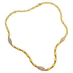 Vintage Van Cleef & Arpels 18K Yellow Gold Diamond Beaded Necklace