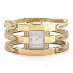 Van Cleef & Arpels 18 Karat Yellow Gold and Diamond Bracelet Watch