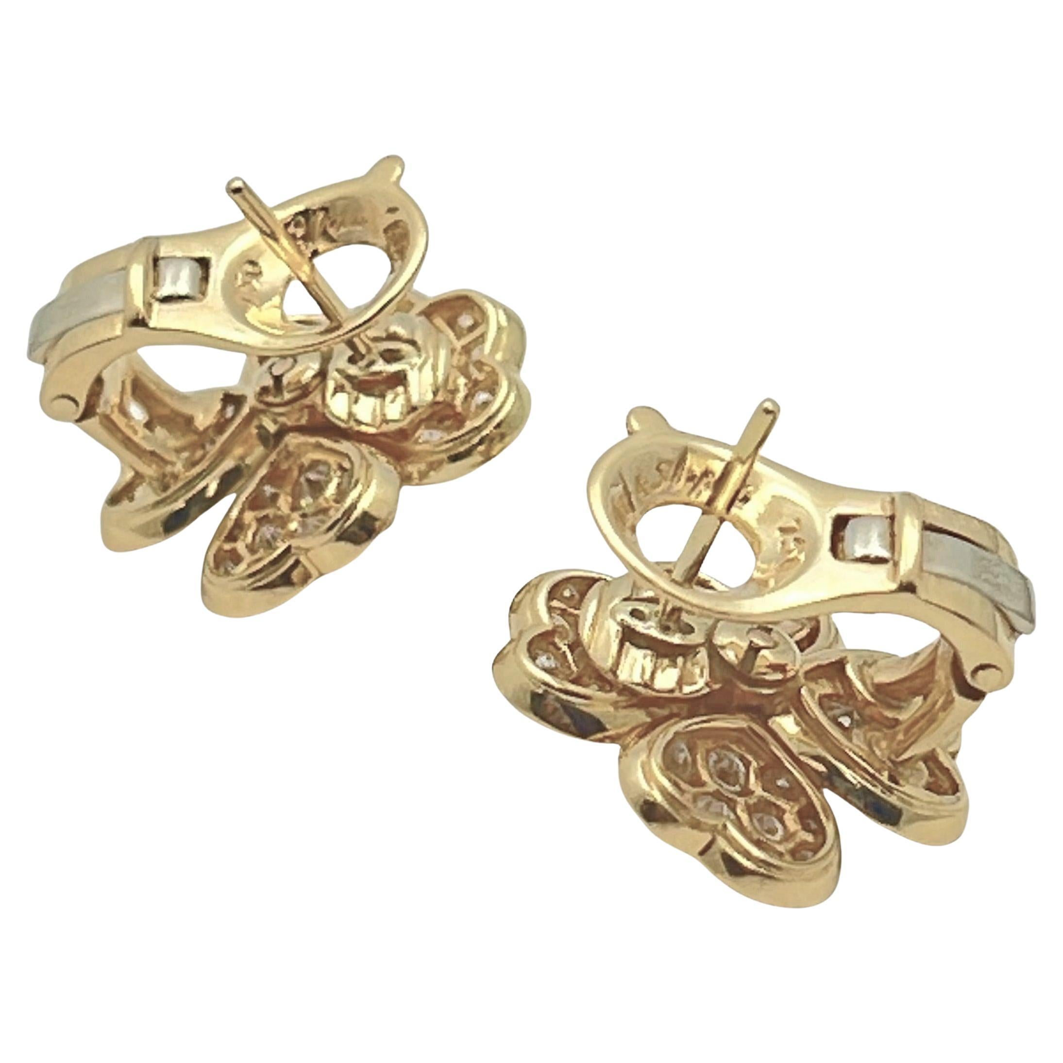 Brilliant Cut Van Cleef & Arpels 18k Yellow Gold Diamond Cosmos Earrings