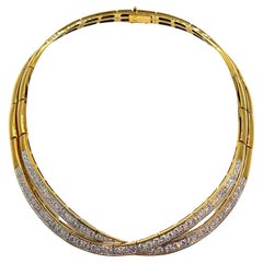 Vintage Van Cleef & Arpels 18K Yellow Gold Diamond Crossover Necklace