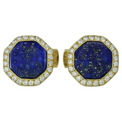 Van Cleef & Arpels 18k Yellow Gold Diamond Lapis Lazuli Cufflinks