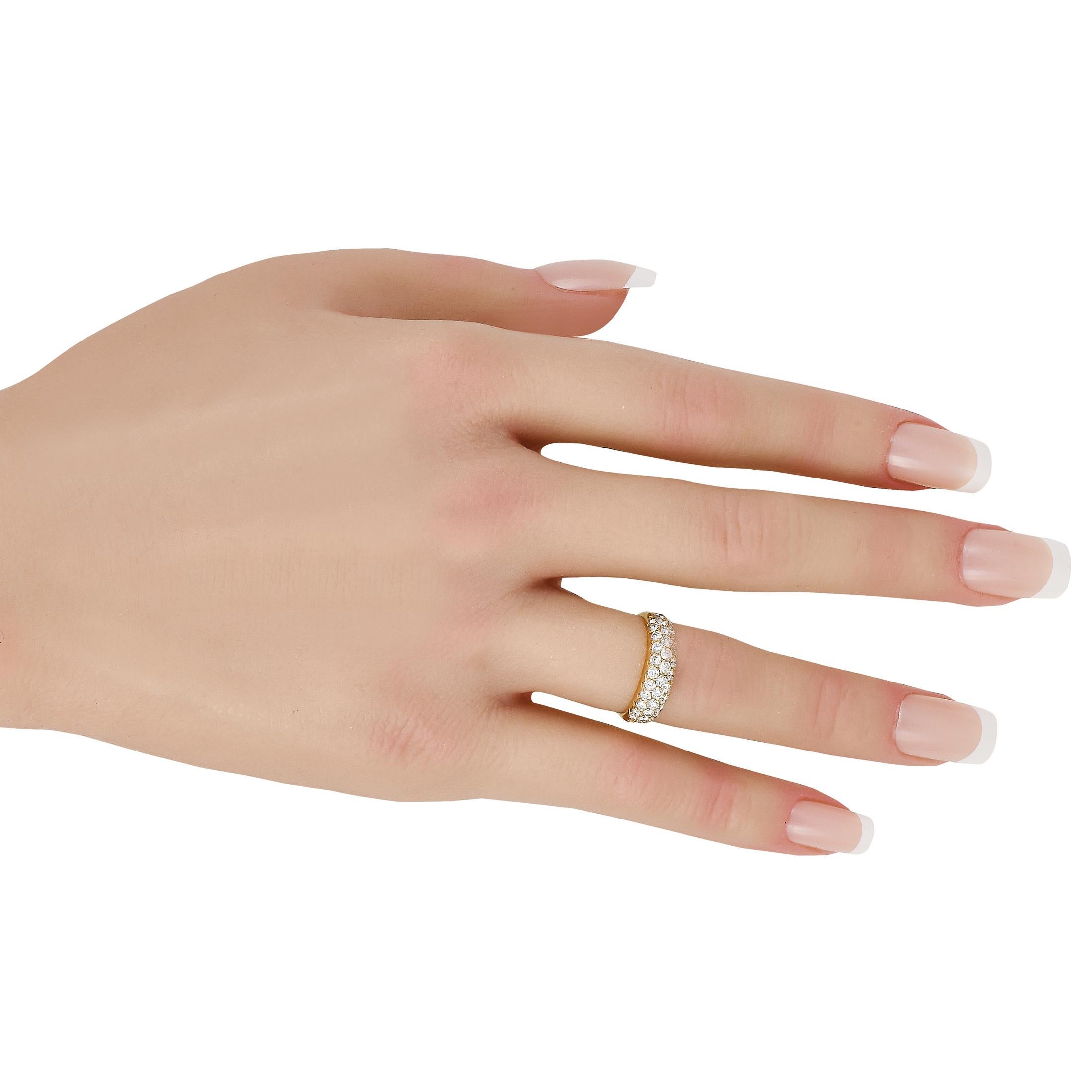 Round Cut Van Cleef & Arpels 18K Yellow Gold Diamond Pave Dome Ring