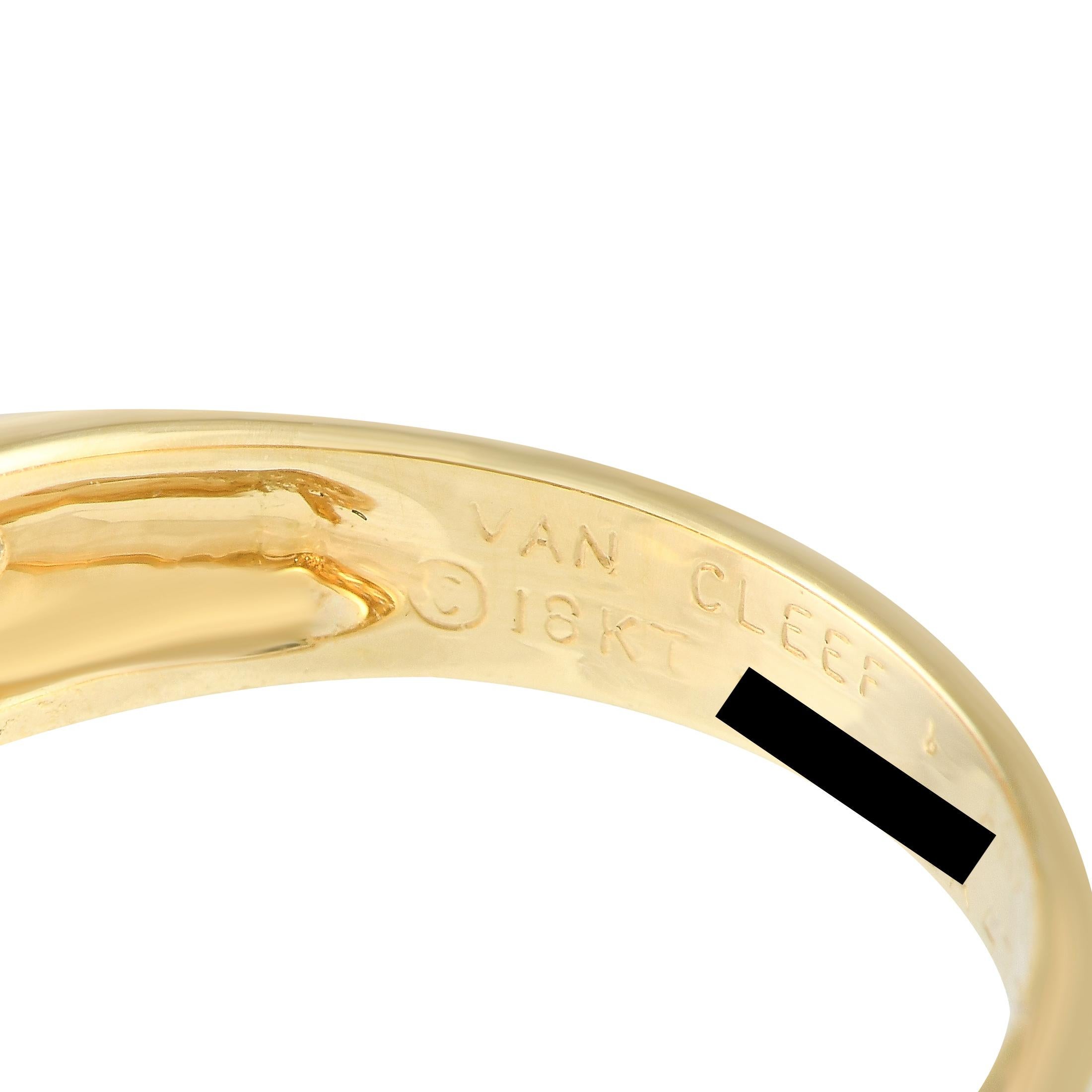 Van Cleef & Arpels 18K Yellow Gold Diamond Pave Dome Ring In Excellent Condition In Southampton, PA